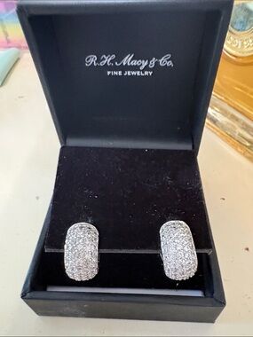 Crystal Pavé Huggie Earrings in Sparkling White Silver